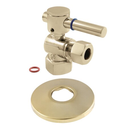 Kingston Brass CC44402DLK 1/2-Inch FIP X 1/2-Inch OD Comp Quarter-Turn Angle Stop Valve with Flange, Polished Brass CC44402DLK